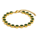 Bracciale in acciaio inossidabile dorato 18K con zirconi verdi e chiusura regolabile - Oro-Zircone Verde