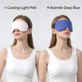 Adjustable ice silk sleep mask in light pink and dark blue with cooling and warming fabric - Warm Deep Blue / Cool Light Pink