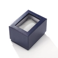 Square blue gift box with transparent window and white pillow for watch storage - 10*7.5*7cm / Windowed Dark Blue