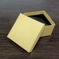 Close-up of champagne gold square jewelry gift box with textured finish and black cushion - Gold Brushed Texture