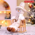 Poupée bonhomme de neige de Noël à paillettes dorées sur une chaise à bascule, 30cm - Bonhomme de neige en chaise à bascule