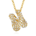 Gold plated initial N necklace with white zircon stones on a gold cross chain - Letter N
