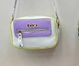 Borsa a tracolla con design color-block viola e bianco e logo sulla tasca frontale - Viola
