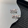 Funkelnde Kristall-Schleifen-Haarspangen mit Silberlegierung für Prinzessinnen-Frisuren - Rosa Diamant Schleife / Rosa