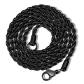 Hip hop black stainless steel rope chain with secure lobster clasp for men and women - 6 Inch (15cm Length) / Black (2mm Width)