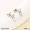 Elegant zircon stud earrings in silver finish featuring crown-style cubic zirconia stones - Crown Oval Clear Zirconia Silver Studs (KE119982-GC)