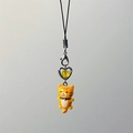 Y2K cute orange tabby cat keychain with resin figure and metal heart frame detail - With Heart Bead Version / Orange