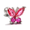 Piercing per elice a farfalla con cristalli rosa acceso e chiusura a sfera - Rosso & Argento