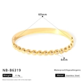 Detailed specs of 6mm gold beaded stainless steel bangle with zircon inlay and 60mm diameter - Gold Beaded Small Zirconia Style (NB-B6319)