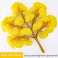 Faux yellow ginkgo branch with 25 leaves, 58cm tall, film-coated for realistic texture - 5-Pronged Yellow Glue-coated Ginkgo