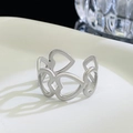 Minimalist open irregular silver heart ring featuring a hollowed-out geometric link design - 11 Steel Color 9690