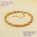 Pulsera de cadena bizantina de 4 mm en acero inoxidable chapado en oro de 18K con cierre - Cadena de Rey de Una Pieza (Cadena Bizantina) / Color Acero