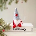 Nordic Christmas gnome with red plush body, grey star hat and white beard 14cm decor - Style B (Red Body Grey Star Hat 14cm)