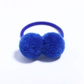 Élastique à cheveux mignon avec pompons bleu roi pour filles, haute élasticité - Bleu Vif