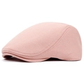 Classic pink flat cap for men and women with refined twill texture and retro British style - One Size / Pink