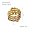 Anello a spirale multistrato in acciaio placcato oro 18k con pietre a cuore rosa - Aperto Regolabile / Anello in Zircone Rosa