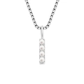 Elegant titanium steel necklace with a vertical pearl bar pendant and box chain design - I-Steel Color