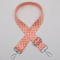 Adjustable wide replacement shoulder strap with orange and white floral ethnic pattern - No.637 Silver Hook