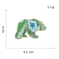 Detailed view of bear-shaped landscape embroidery patch with dimensions 9.2cm x 6cm - Bear Patch 6