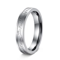 Bague battement de coeur en acier argenté avec lignes ECG et chiffres gravés - US 6 / Bande Femme 4mm