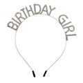Silver Birthday Girl headband with holographic rhinestones for wedding and party styles - Silver AB