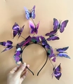 Detailed view of handmade 3D butterfly headband with colorful wings for festive parties - Purple Butterfly Headband (14 Butterflies)