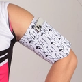 Elastic sports arm band with white and black abstract patterns for smartphone storage - White Forest