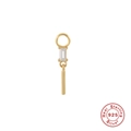925 Sterling Silber Anhänger mit rechteckigem Zirkon und goldener Metallstange - Gold Quadratischer Zirkon Stab (#8)