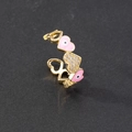 Detail of pink enamel evil eye heart ring with sparkling white cubic zirconia stones - Style 3-Pink Heart Eye