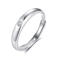 Minimalist S925 sterling silver open ring with a round white zircon stone inlay - FDJZ-158-Men's