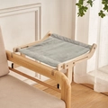 Solid wood hanging cat hammock with grey rabbit fur fabric for balcony and window - Upgraded Style A / Grey Plush