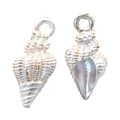 Silver spiral conch shell alloy pendant for DIY jewelry making with metallic finish - Conch / Silver