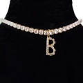 Goldene Halskette mit Buchstabe B Anhänger und Zirkonia Steinen im Hip-Hop Stil - Buchstabe B [Gold]