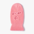 Pink knit 3-hole balaclava ski mask with warm ribbed texture for winter outdoor protection - One Size / Sakura Pink