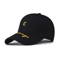 Berretto da baseball classico in cotone nero con ricamo 'C' giallo e scritta Chicago - Regolabile / Nero Oro