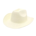 Classic cream woven straw cowboy hat with wide curved brim and stylish pinched crown design - One Size / Beige