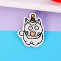 Cute white acrylic cat badge wearing a party hat for backpacks and clothing - 7# Birthday Cat