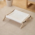 Solid wood cat window perch with soft white plush fabric and adjustable knobs - Upgraded Style D-Hanging/Standing / White Plush