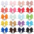 20 vibrant colors of ribbed grosgrain ribbon bow hair ties in an organized grid display - Multicolor Mixed