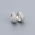 Sparkling S925 sterling silver U-shaped hoop earrings with micro-pave cubic zirconia - 925 Silver / Platinum (White Stone)
