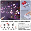 Multicolor Christmas LED icicle lights with tree and deer pendants plus remote control - Snowflake Christmas Tree Ring [Multicolor]