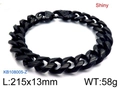 Bracciale a catena cubana nera da uomo in acciaio inossidabile, largo 13mm, lucido - Bracciale Nero (21.5cm)
