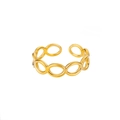 Adjustable golden hollow oval link chain open ring in minimalist industrial style - Adjustable Open / Gold-Oval Chain Link (4)