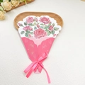 Detail of pink rose 3D pop-up greeting card with a silk ribbon bow and Best Wishes gold foil - Rose