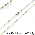Handmade Bohemian necklace with green and white beads and stainless steel clasp - Green White Gold Mixed (KN107818-Z)