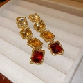 No.3 Silver Needle Gold Colorful Earrings