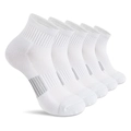 Set of 5 pairs of women's white low-cut cotton sports socks with breathable mesh texture - One Size / White [Sport]