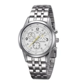 Montre chronographe étanche pour homme avec bracelet en acier et cadran blanc - Bracelet en Acier Inoxydable Cadran Blanc