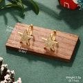 Gold star earrings with sparkling crystals and size dimensions for festive styling - Gold Five-pointed Star