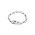 Silbernes Schweinenasen-Ankerkette-Armband mit T-Verschluss und poliertem Metall - Stahlfarbenes 8mm Armband (KB170903-Z)